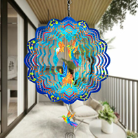 Molinillo de Viento Redondo 3D de Metal, Decoración Cinética para Interiores y Exteriores, Letrero con Pantalla LED, Resistente al Agua, Flotante, 12 Pulgadas, Regalo