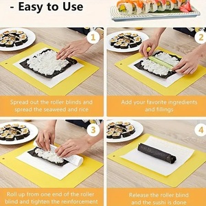 Tapis à sushi en plastique réutilisables, moule à sushi, tapis à onigiri, outil pour faire des rouleaux de riz DIY - Product Image 5