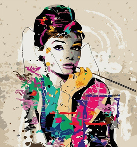 Pintura de diamantes de personalidades directas de fábrica, 40*50 pinturas murales de bricolaje, pintura de Audrey Hepburn - Product Image 1