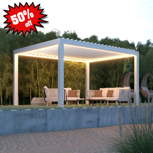 Jardín Aluminio Gazebo Pérgola Sistema 50% de descuento Impermeable Louvre Techo 3X3 3X4 <span class=keywords><strong>4X4</strong></span> 6X4m Persiana motorizada Pérgola - Product Image 6