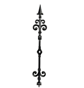 Balustre de hierro forjado negro victoriano con punta de lanza y espiral para barandilla de porche, pasamanos exterior - Product Image 1