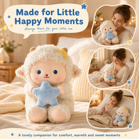 Mouton en peluche avec patch étoile et lune, doux et moelleux, cadeau pour enfant