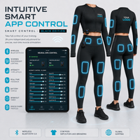 Combinaison de fitness EMS à compression bioélectrique de qualité supérieure, dotée de 18 niveaux et d'une combinaison de modelage corporel lavable pour le yoga