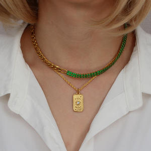 สร้อยคอแบบนูนสามมิติลายไพ่ทาโรต์ สร้อยคอรูปดอกไม้ สร้อยคอรูปดาวหกแฉก สร้อยคอแบบโซ่บิด สร้อยคอเพชรทรงสี่เหลี่ยม เครื่องประดับ - Product Image 6