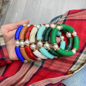 PFT Pulsera <span class=keywords><strong>de</strong></span> Cuentas Acrílicas Personalizada <span class=keywords><strong>de</strong></span> Moda Chapada en Oro con Cuerda Elástica <span class=keywords><strong>de</strong></span> Perlas <span class=keywords><strong>de</strong></span> Imitación para Mujer, Joyería <span class=keywords><strong>de</strong></span> <span class=keywords><strong>Amistad</strong></span> - Product Image 2