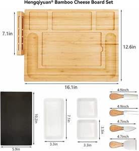 Ensemble de planche à fromage en bambou avec coupeur Vietnam Fournisseur de gros Premium Taille M Ustensiles de cuisine Blocs à découper - Product Image 6