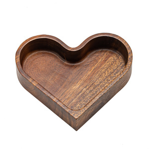 Walnut Wood Heart Shaped Fruit Tray Divided Snack <b>Box</b> For Home Living Room Coffee Table Use - Product Image 5