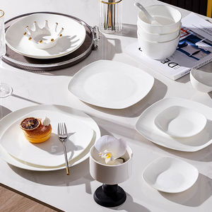 Plato blanco puro minimalista, vajilla de cerámica con esmalte casero, plato de pescado con fideos de arroz, plato de cena, venta al por mayor opcional - Product Image 6