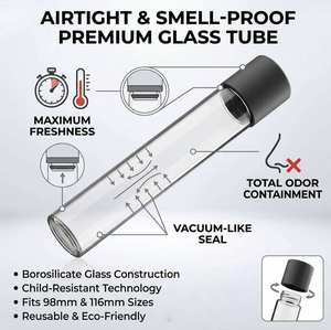 Tubo de vidrio prelavado Super Flint de 15 ml para frasco de vidrio transparente con cierre a prueba de niños, botella de vidrio ecológica de 22/115 mm para flores secas de laboratorio - Product Image 6