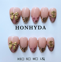 Ongles artificiels en acrylique faits à la main avec un design floral 3D, réutilisables, pour les femmes, pour les fêtes et l'usage quotidien