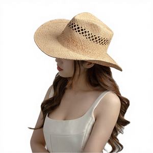Sombrero de Vaquero Estilo Panamá de Papel, Diseño Dobby Unisex, Estilo Jazz, para Uso Diario, Primavera, Verano, Viajes, Playa y Costa - Product Image 1