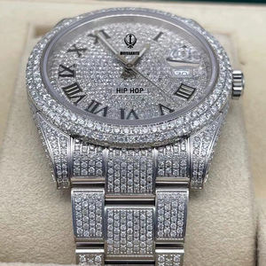 男性用カスタマイズされたVVS D Moissanite機械時計ステンレス鋼バンドポインターダイヤルパスダイヤモンドテスターアイススタイル - Product Image 5