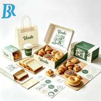Ensemble d'emballages pour boulangerie avec logo personnalisé, papier alimentaire, boîte à pain, croissants, beignets, gobelet à café, sac en papier à emporter pour café, boulangerie