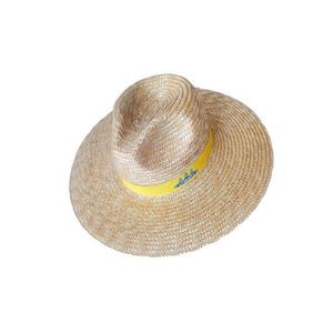 Chapeau de soleil écologique en paille naturelle imprimé sérigraphié pour femmes et hommes - Promotionnel, été, style cowboy/cowgirl, plage, oversize, plat - Product Image 3