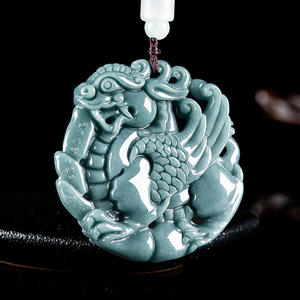 Pendentif en jade naturel bleu eau Kirin, bijoux pour hommes, design original, style chinois, cadeau avec certificat d'évaluation PX63 - Product Image 2