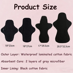 Assorbente Mestruale in Puro Cotone a 4 Strati, Confortevole e Delicato sulla Pelle, Riutilizzabile per Giorno e <span class=keywords><strong>Notte</strong></span> - Product Image 2