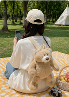 Sac à dos en peluche brodé super doux grande capacité, design polyvalent japonais et coréen, nouveau modèle mignon Panda Niche Lapin