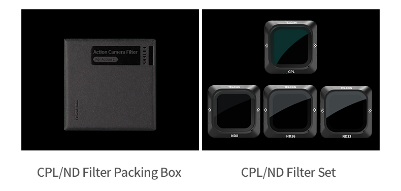 Telesin 4-Pack Magnetic CPL and ND8/16/32 lens filter kit Camera Lens Filter for DJI Action 2