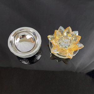 Vàng <span class=keywords><strong>Champagne</strong></span> Kim Cương Món Ăn Thủy Tinh Pha Lê Trang Sức Hộp Đính Với Nắp Hoa Sen MH-QT0483 - Product Image 5