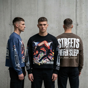 Felpa Crop Boxy Stile Vintage Y2K con Stampa Digitale, Pullover Streetwear Pesante con Grafica Stampata - Product Image 1