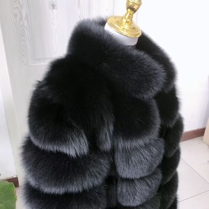 HUA QIU MEI SI <span class=keywords><strong>Cappotto</strong></span> in Vera <span class=keywords><strong>Pelliccia</strong></span> di Volpe Naturale da <span class=keywords><strong>Donna</strong></span>, Stile Quadrato <span class=keywords><strong>Nero</strong></span>, Personalizzabile in Vari Colori - Product Image 5