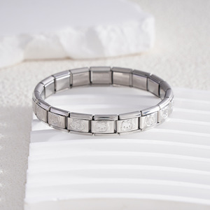 Stainless Steel Italian Modular Bracelet Geometric Cartoon Design Unisex Jewelry DIY Combination Elastic Band - Product Image 3