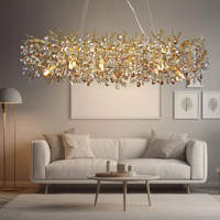 Lustre de plafond en aluminium doré en forme de branches d'arbre, pour salon, hôtel, lustres en cristal doré, luxe