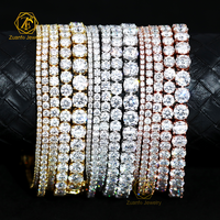 Bracelet Tennis en Argent Sterling 925 avec Moissanite VVS, Or Blanc, 2mm 3mm 4mm 5mm, pour Femme et Homme, Bijoux Fins, Cadeaux, Diamant de Laboratoire GRA
