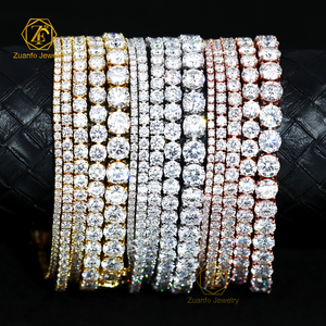 Bracelet Tennis en Argent Sterling 925 avec Moissanite VVS, Or Blanc, 2mm 3mm 4mm 5mm, pour Femme et Homme, Bijoux Fins, Cadeaux, Diamant de Laboratoire GRA - Product Image 2