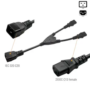PDU Server Power Cord 15A 20A C20 To 2xc13 Plug Power Cord High-power 3-core 100% Oxygen Free Pure Copper Extension Cable