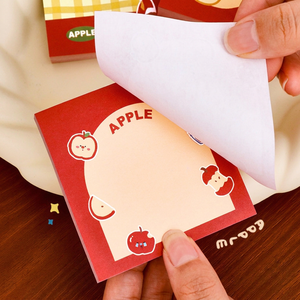 Adorables <span class=keywords><strong>notes</strong></span> autocollantes à motif pomme rouge, faciles à déchirer, mini bloc-<span class=keywords><strong>notes</strong></span> portable, 50 feuilles, adhésif puissant pour fournitures de bureau - Product Image 3