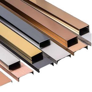 Profils d'extrusion en <span class=keywords><strong>laiton</strong></span>/aluminium en forme de U - Bordure de <span class=keywords><strong>carrelage</strong></span> imperméable, installation facile pour hôtel, appartement, bureau, sol - Product Image 1