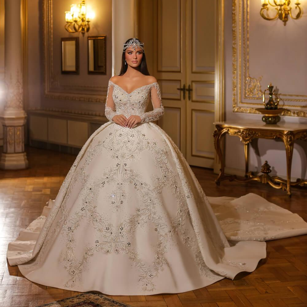 green emerald velvet dress Wedding Gown Swarovski with Detachable Skirt – D&D Clothing main image 0