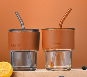 New Design 420ml Sublimation Drinking Tumbler Borosilicate Reusable Travel Coffee Glass Mug Cup Children Milk Cup With Straw and - Product Image 1