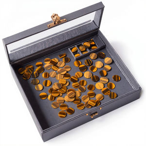 Хит продаж, тигровый глаз, круглый плоский Каб, незакрепленный камень, 2-30 мм натуральный коричневый кварцевый драгоценный камень для DIY кошачий глаз - Product Image 1