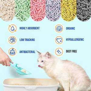 Arena para gatos de tofu mezclado con almidón de soja y goma guar, personalizada OEM/ODM, sin polvo, de aglomeración rápida, bajo residuo, a base de plantas, múltiple. - Product Image 6