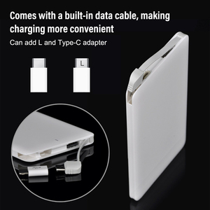 Batería Externa Portátil Personalizada al por Mayor, Mini Batería Externa Delgada de 2500 mAh con Cable Integrado, Tamaño de Tarjeta de Crédito - Product Image 3