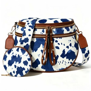 Borsa a Tracolla in Pelle PU Personalizzata con Stampa Mucca Stile Western per <span class=keywords><strong>Donne</strong></span>, Doppia Cerniera, Tracolla Larga Regolabile - Product Image 2