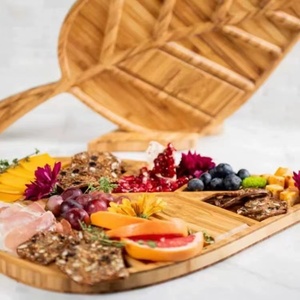 Piatto di frutta in legno massello Premium frutta secca <span class=keywords><strong>vassoio</strong></span> snack foglie aperitivo bordo festa in legno plat - Product Image 3