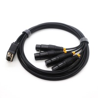 Câble de connexion audio-vidéo HD15PIN DB9 mâle vers 4 XLR femelle, blindé PVC, conducteur en cuivre nu, personnalisé, industriel, un-vers-quatre