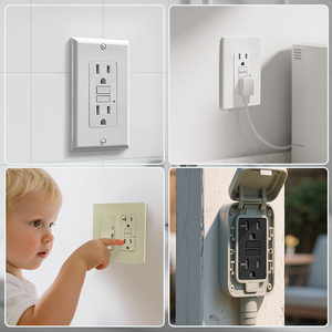 Presa Elettrica GFCI Sottile Certificata UL 20A TR WR per Uso in Bagni, Esterni e Garage con Protezione UV - Product Image 4