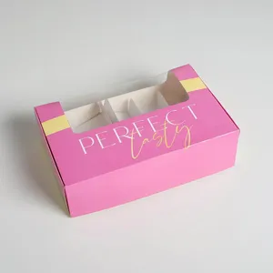Pink Cake Boxes Flap Dessert Gift Box With Compartment Large Dessert Gift Box