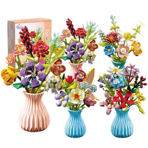 Kit de Construcción de Jarrón con Ramo de Rosas de Juguete para Manualidades, Decoración del Hogar, Flores Artificiales de Plástico, Juego de Bloques de Construcción - Product Image 1
