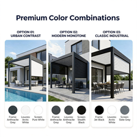 Pergola extérieure en aluminium thermolaqué sur mesure avec lames orientables, auvent imperméable et conception autoportante
