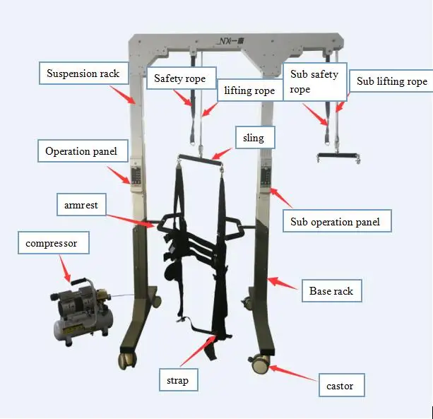 PhysioGait Partial Body Weight Support rehab equipment walking aids gait training device for Physical Therapy