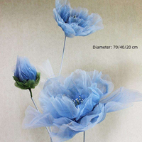 Grande fleur géante électromécanique en organza et papier, personnalisable en couleur et taille, élégante pour la décoration de scène de mariage