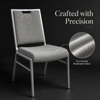 Chaise de banquet à structure métallique robuste, siège en mousse haute densité, chaise de salle à manger moderne pour hôtel avec dossier et poignée, empilable