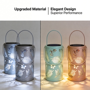 Lanterne solaire d'extérieur étanche à l'eau et à la poussière IP44, lumière chaude sculptée, un compagnon réconfortant les nuits de pluie - Product Image 3