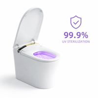 WC intelligent moderne monobloc en céramique avec bidet intégré, couvercle à ouverture automatique, siège chauffant, séchoir à air et télécommande