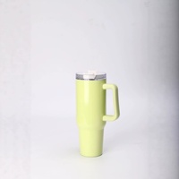 Gobelet isotherme transfrontalier en acier inoxydable 304, grande capacité 40 oz, personnalisable, couleur unie, avec couvercle à poussoir et poignée pour voiture